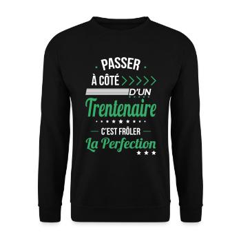 Anniversaire 30 ans - Trentenaire Perfection - Sweat-shirt Unisexe - noir - Devant - Alina (178cm) & Michal (187cm)