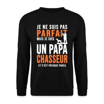 Papa Chasseur parfait cadeau cool papa chasse - Sweat-shirt Unisexe - noir - Devant - Alina (178cm) & Michal (187cm)