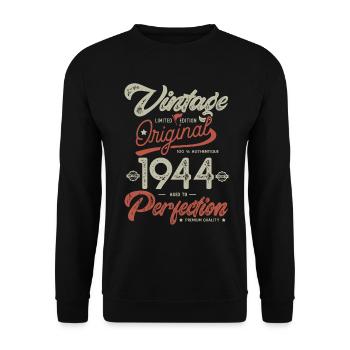 1944 Vintage Birthday Born 1944 - Unisex Sweatshirt - black - Front - Alina (178cm) & Michal (187cm)