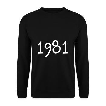 Geburtsjahr 1981 Geschenkidee - Unisex Pullover - Schwarz - Vorne - Alina (178cm) & Michal (187cm)