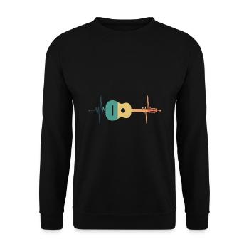 Gitarre Herzschlag - Unisex Pullover - Schwarz - Vorne - Alina (178cm) & Michal (187cm)