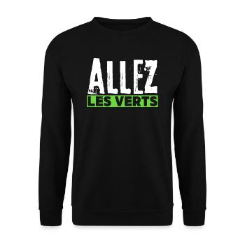 Allez les verts supporter stéphanois Football fier - Sweat-shirt Unisexe - noir - Devant - Alina (178cm) & Michal (187cm)