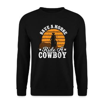 Save A Horse Ride Cowboy - Texas - Unisex Pullover - Schwarz - Vorne - Alina (178cm) & Michal (187cm)