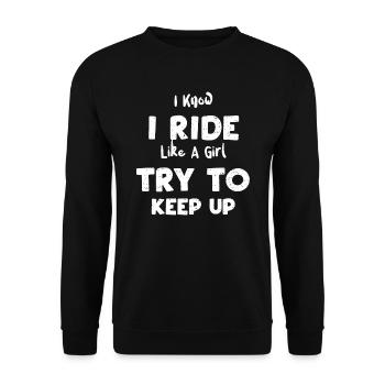 Je sais que je roule comme une fille essaie de... - Sweat-shirt Unisexe - noir - Devant - Alina (178cm) & Michal (187cm)