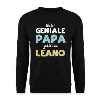 Dieser Geniale Papa Gehört Zu Leano - Unisex Pullover - Schwarz - Vorne - Alina (178cm) & Michal (187cm)