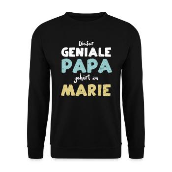 Dieser Geniale Papa Gehört Zu Marie - Unisex Pullover - Schwarz - Vorne - Alina (178cm) & Michal (187cm)