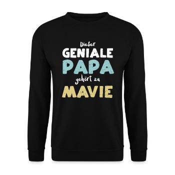 Dieser Geniale Papa Gehört Zu Mavie - Unisex Pullover - Schwarz - Vorne - Alina (178cm) & Michal (187cm)