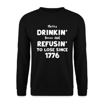 Merica Drinkin' Booze And Refusi... - Unisex Pullover - Schwarz - Vorne - Alina (178cm) & Michal (187cm)