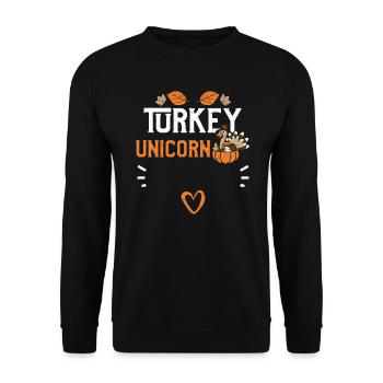 Turkey Unicorn - Thanksgiving - Unisex Pullover - Schwarz - Vorne - Alina (178cm) & Michal (187cm)