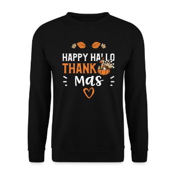 Happy Hello Thank Mas - Unisex Sweatshirt - black - Front - Alina (178cm) & Michal (187cm)