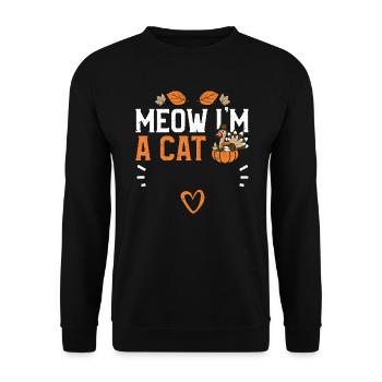 Meow I'm A Cat - Thanksgiving - Unisex Sweatshirt - black - Front - Alina (178cm) & Michal (187cm)