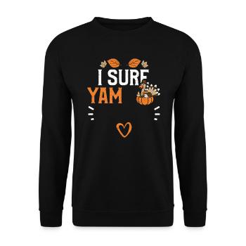I Sure Yam - Thanksgiving - Unisex Sweatshirt - black - Front - Alina (178cm) & Michal (187cm)