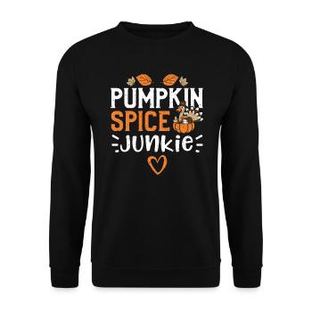 Pumpkin Spice Junkie - Unisex Pullover - Schwarz - Vorne - Alina (178cm) & Michal (187cm)