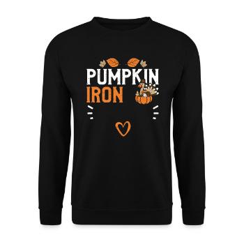 Pumpkin Iron - Thanksgiving - Unisex Pullover - Schwarz - Vorne - Alina (178cm) & Michal (187cm)