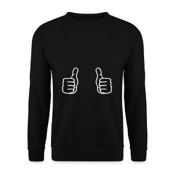Zwei Daumen Hoch - Unisex Pullover - Schwarz - Vorne - Alina (178cm) & Michal (187cm)