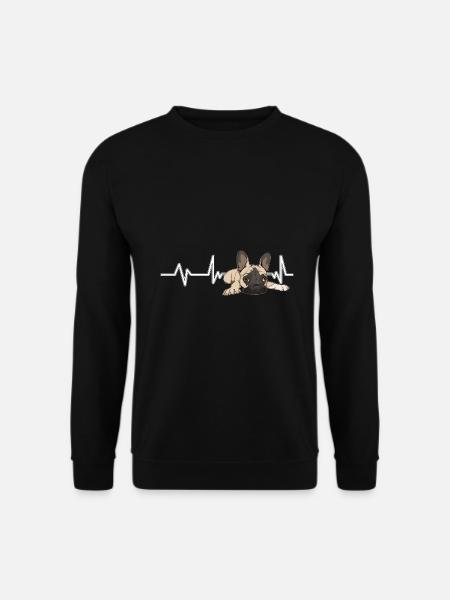 French Bulldog Frenchie Heartbeat - Unisex Sweatshirt - black