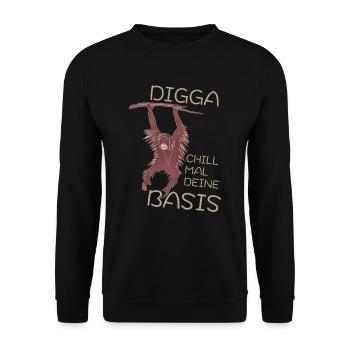 DIGGA CHILL MAL DEINE BASIS - Unisex Pullover - Schwarz - Vorne - Alina (178cm) & Michal (187cm)