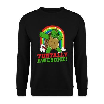 Dabbing Turtle TURTALLY AWESOME Funny Sea Turtle - Unisex Sweatshirt - black - Front - Alina (178cm) & Michal (187cm)