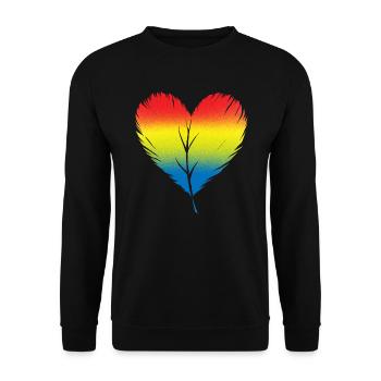 Vogelherz-Design für bunte Vogelfans - Unisex Pullover - Schwarz - Vorne - Alina (178cm) & Michal (187cm)