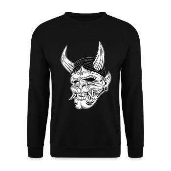 Skull Skull Horror Skeleton Halloween Geisha - Unisex Sweatshirt - black - Front - Alina (178cm) & Michal (187cm)