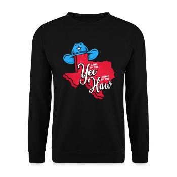 Yee Texas Design für stolze Texaner - Unisex Pullover - Schwarz - Vorne - Alina (178cm) & Michal (187cm)