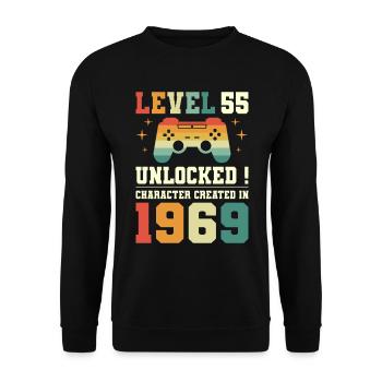 Level 55 Birthday Gamer 55 Years - Unisex Sweatshirt - black - Front - Alina (178cm) & Michal (187cm)