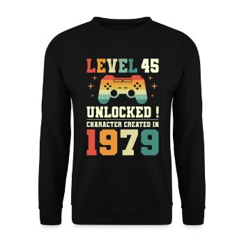 Niveau 45 Anniversaire Gamer 45 Ans - Sweat-shirt Unisexe - noir - Devant - Alina (178cm) & Michal (187cm)
