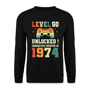Level 50 Jubiläumsspieler 50 Jahre - Unisex Pullover - Schwarz - Vorne - Alina (178cm) & Michal (187cm)