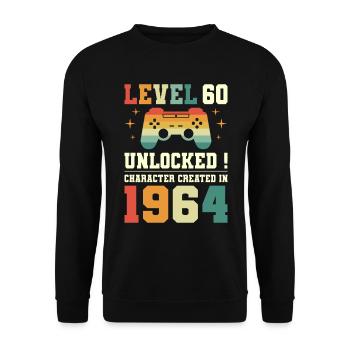 Level 60 Geburtstagsspieler 60 Jahre - Unisex Pullover - Schwarz - Vorne - Alina (178cm) & Michal (187cm)