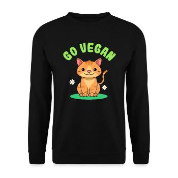 Cat design for proud vegans - Unisex Sweatshirt - black - Front - Alina (178cm) & Michal (187cm)