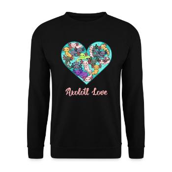 Axolotl Love All Kinds Design für Axolotl Fans - Unisex Pullover - Schwarz - Vorne - Alina (178cm) & Michal (187cm)
