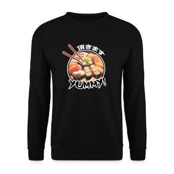 Delicous Japanese Food Sushi - Chemise Anime - Sweat-shirt Unisexe - noir - Devant - Alina (178cm) & Michal (187cm)