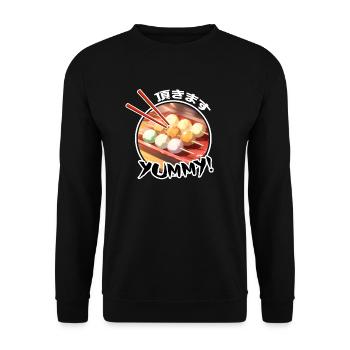 Leckeres japanisches Essen Dango - Anime Shirt - Unisex Pullover - Schwarz - Vorne - Alina (178cm) & Michal (187cm)