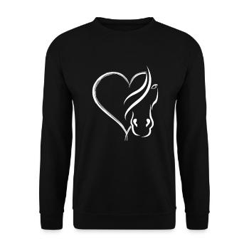 Pferdekopf mit Herz - Unisex Pullover - Schwarz - Vorne - Alina (178cm) & Michal (187cm)
