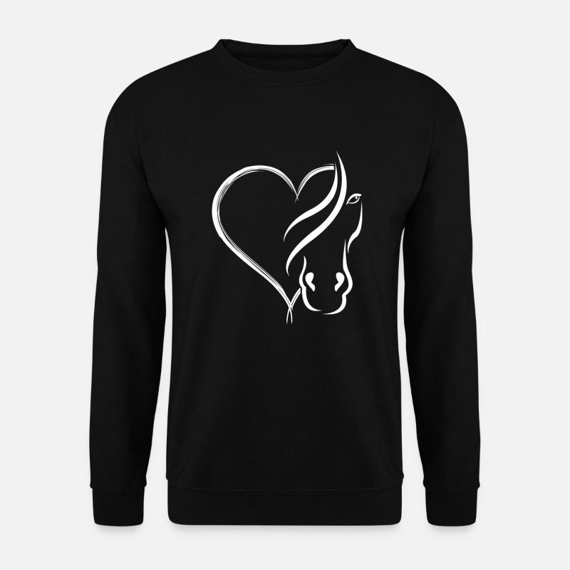 Pferdekopf mit Herz - Unisex Pullover - Schwarz