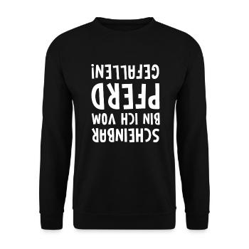 Scheinbar bin ich vom Pferd gefallen - Unisex Pullover - Schwarz - Vorne - Alina (178cm) & Michal (187cm)