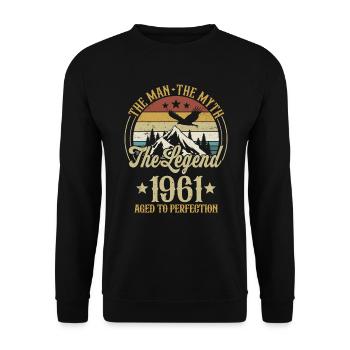1961 Homme Mythe Légende Rétro Anniversaire - Sweat-shirt Unisexe - noir - Devant - Alina (178cm) & Michal (187cm)