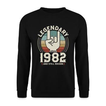 Geburtstag Jahrgang 1982 Legendär seit 1982 - Unisex Pullover - Schwarz - Vorne - Alina (178cm) & Michal (187cm)