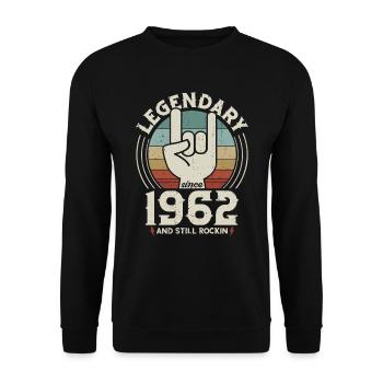Anniversaire Né en 1962 Légendaire depuis 1962 - Sweat-shirt Unisexe - noir - Devant - Alina (178cm) & Michal (187cm)