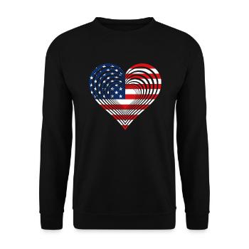 USA heart love America - Unisex Pullover - Schwarz - Vorne - Alina (178cm) & Michal (187cm)