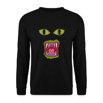 Monster Gesicht #1 - Unisex Pullover - Schwarz - Vorne - Alina (178cm) & Michal (187cm)
