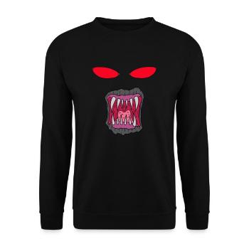 Monster Gesicht #2 - Unisex Pullover - Schwarz - Vorne - Alina (178cm) & Michal (187cm)
