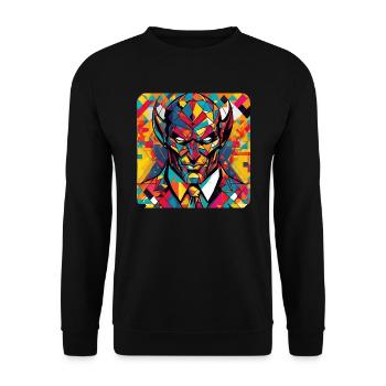 Démon coloré avec costume et cravate dans un style rétro - Sweat-shirt Unisexe - noir - Devant - Alina (178cm) & Michal (187cm)