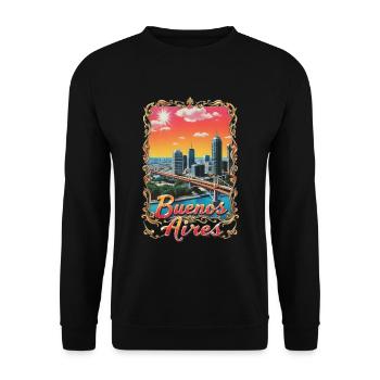 Buenos Aires Skyline – Argentine Cityscape - Unisex Sweatshirt - black - Front - Alina (178cm) & Michal (187cm)