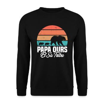 Papa ours et sa tribu, Humour cadeau - Sweat-shirt Unisexe - noir - Devant - Alina (178cm) & Michal (187cm)
