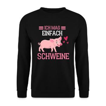 Landwirtschaft Bauer Geschenk Lustiges Schwein - Unisex Pullover - Schwarz - Vorne - Alina (178cm) & Michal (187cm)