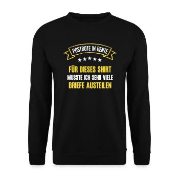 Postbote Rente Rentner Briefträger Ruhestand Bote - Unisex Pullover - Schwarz - Vorne - Alina (178cm) & Michal (187cm)