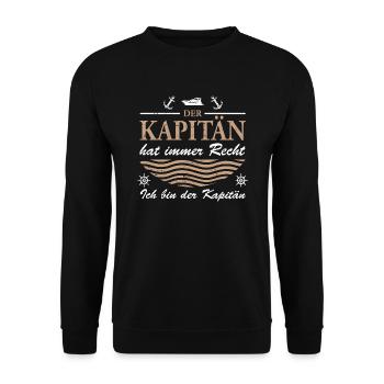Ich bin der Kapitän - Unisex Pullover - Schwarz - Vorne - Alina (178cm) & Michal (187cm)