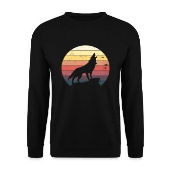 Loup hurlant sur cadeau de montagne - Sweat-shirt Unisexe - noir - Devant - Alina (178cm) & Michal (187cm)