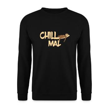 Chill mal Faultier chillen relaxen abhängen - Unisex Pullover - Schwarz - Vorne - Alina (178cm) & Michal (187cm)